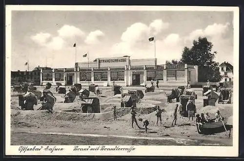 AK Dahme /Ostsee, Strand mit Terrasse