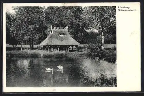 AK Lüneburg, Schwanenteich mit Pavillon