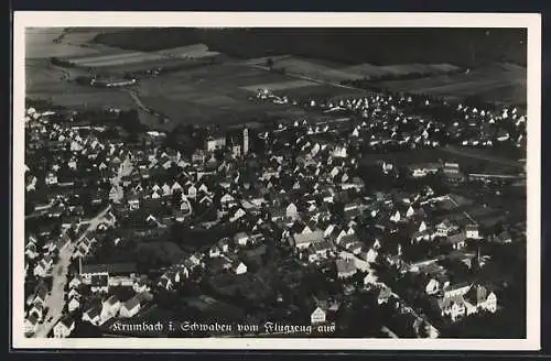 AK Krumbach i. Schwaben, Blick auf den Ort vom Flugzeug aus