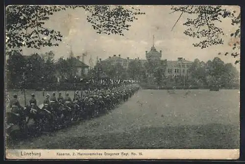 AK Lüneburg, Kaserne 2. Hannoversches Dragoner Regt. No. 16, Soldaten zu Pferde
