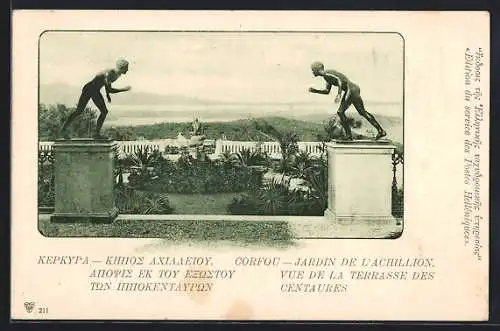 AK Corfou, Jardin de L`Achillion, Vue de la Terrasse des Centaures