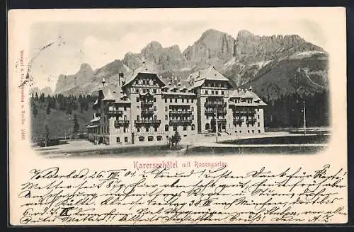 AK Karersee, Karerseehotel mit Rosengarten