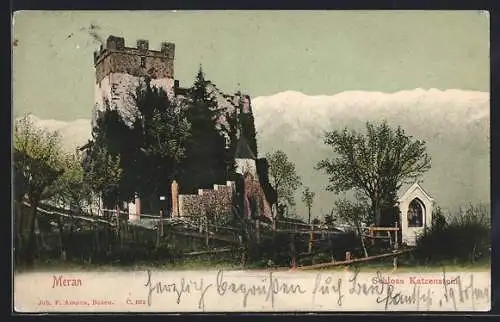 AK Meran, Schloss Katzenstein mit Bergpanorama