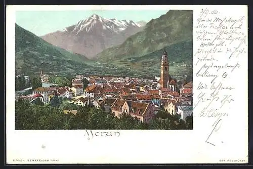 AK Meran, Blick über die Dächer der Stadt, um 1900