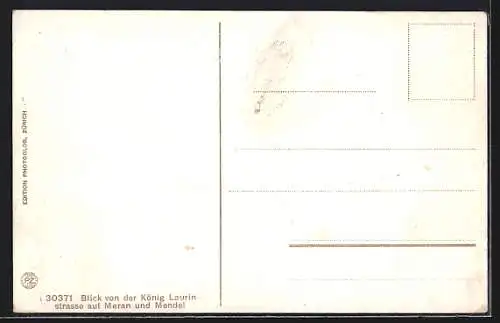 AK Meran, Blick von der König-Laurinstrasse auf den Ort und Mendel