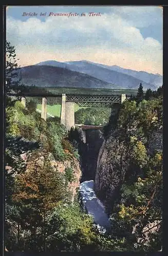 AK Franzensfeste in Tirol, Panorama mit Brücke