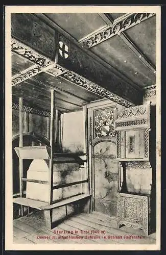 AK Sterzing in Tirol, Schloss Reifenstein, Zimmer mit altgothischem Schrank