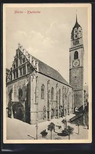 AK Meran, Ansicht der Pfarrkirche