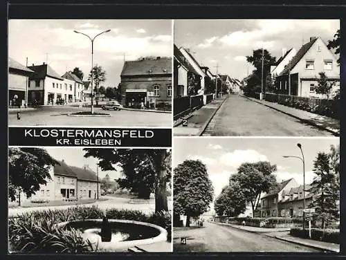 AK Klostermansfeld /Kr. Eisleben, Brunnen, Strassenpartien