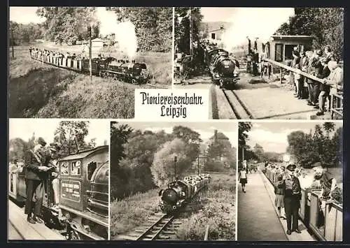 AK Leipzig, Motive der Pioniereisenbahn im Volkspark Auensee