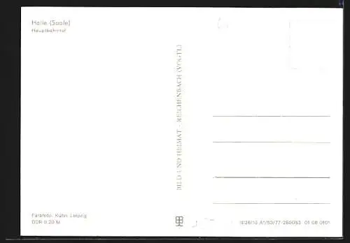 AK Halle /Saale, Frontansicht vom Hauptbahnhof