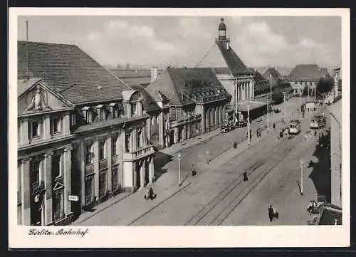 AK Görlitz, Bahnhof und Strassenpartie