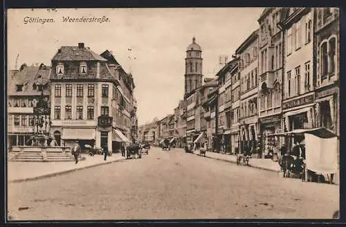 AK Göttingen, Weenderstrasse mit Geschäften