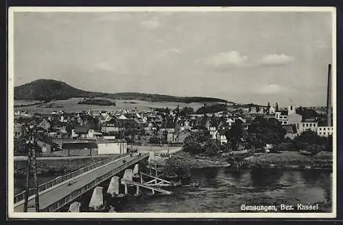 AK Gensungen /Kassel, Ortsansicht mit Flusspartie