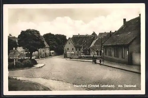 AK Mansfeld, Ortsteil Leimbach mit Denkmal