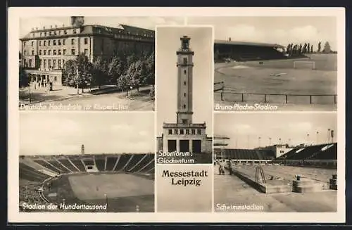 AK Leipzig, Stadion der Hunderttausend, Schwimmstadion, Sportforum Glockenturm, Deutsche Hochschule für Körperkultur