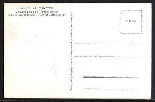 AK Grossbrembach, Gasthaus Zum Schwan, Dorfstrasse, Kriegerdenkmal 1914 /18, Schule und Kirche