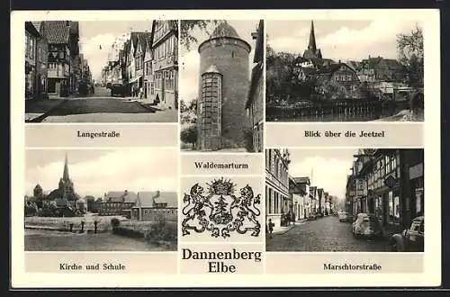 AK Dannenberg /Elbe, Langestrasse, Marschtorstrasse, Waldemarturm