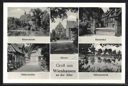 AK Wienhausen, Kloster, Mühlenbrücke, Schwanenteich