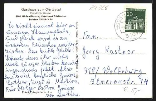 AK Müden /Oertze, Gasthaus zum Oertzetal F. Wessel