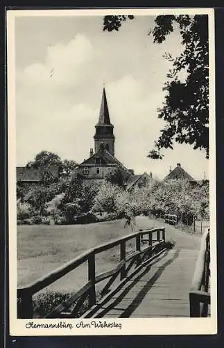 AK Hermannsburg, Der Wehrsteg mit Blick zur Kirche