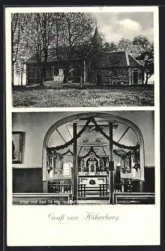 AK Wollbrandshausen, Altar Wallfahrtskirche Höherberg mit den 14 hlg. Nothelfern