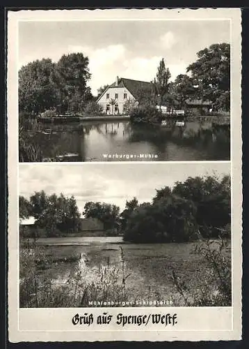 AK Spenge /Westf., Die Werburger-Mühle, der Mühlenberger Schlossteich