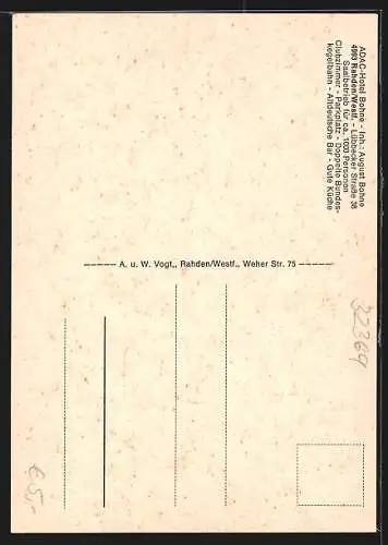 AK Rahden /Westf., Das ADAC-Hotel Bohne v. August Bohne, Innenansichten, Lübbecker Strasse 38