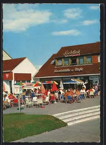 AK Sahlenburg, Café-Restaurant Seeblick v. Horst Haselhorst, die Terrasse