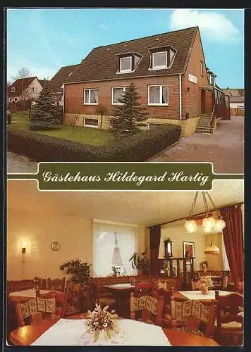 AK Cuxhaven-Duhnen, Das Gasthaus Hildegard Hartig, Georg-Wolgast-Weg 8, mit Innenansicht