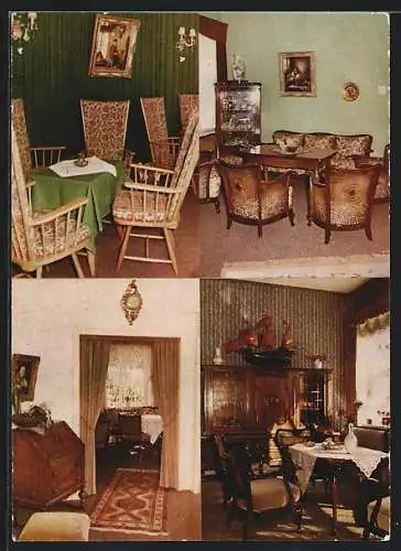 AK Cuxhaven, Das Hotel Badehausallee v. Helmut Schmidt, Badehausallee 59, Innenansichten