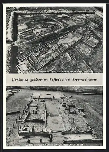 AK Bremerhaven, Die archäologische Grabung Feddersen Wierde, Dorfstrasse aus dem 2. Jhd. n. Chr., Weidebauernhaus