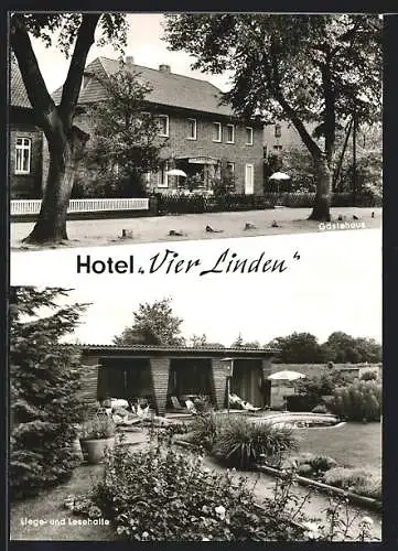 AK Medingen / Lünebg. Heide, Hotel Vier Linden v. Raul Mallunat, Gästehaus und Liege- und Lesehalle