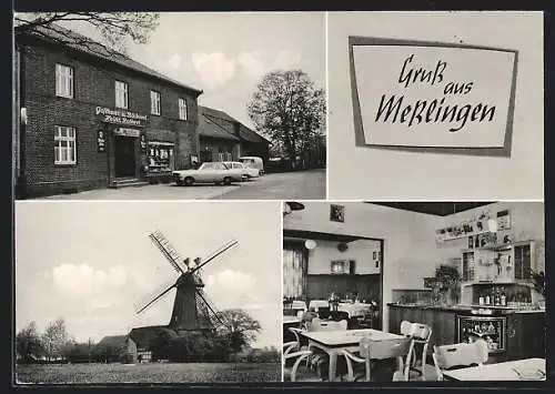 AK Messlingen, Gasthaus Heir. Rathert, Innenansicht, Windmühle