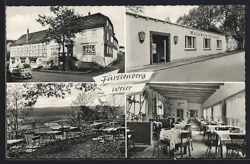 AK Fürstenberg / Weser, Weserberg-Terrassen und Hotel Fürstenberg