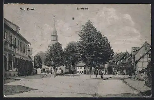 AK Bad Essen, Blick auf den Kirchplatz mit Geschäft F. A. Höger