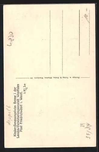 AK Friedrichsdorf i. Westf., Kindergenesungsheim Senne der Landes-Vesricherungsanstalt Westfalen, Waldheim