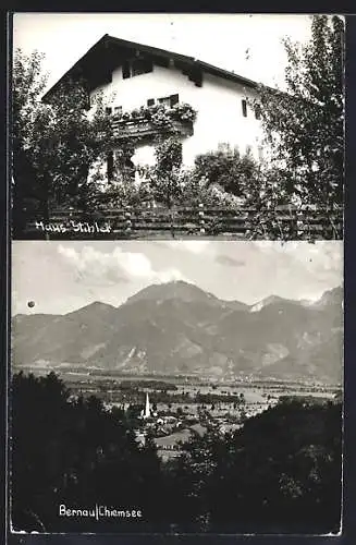 AK Bernau / Chiemsee, Hotel Haus Stihler, Fernsicht der Ortschaft