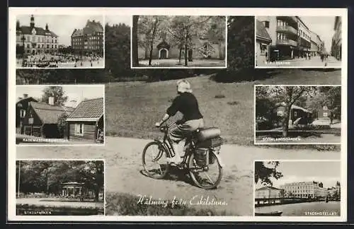 AK Eskilstuna, Fristzdstorget med Stadshuset, Rademaschersmedjan, Stadsparken, Kungsgatan, Stadshotellet