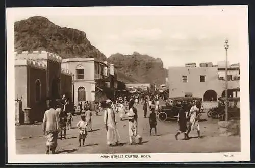 AK Aden, Main Street, Häuser und Berge