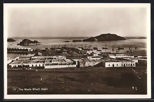 AK Aden, The Maala Wharf, Blick zum Hafen