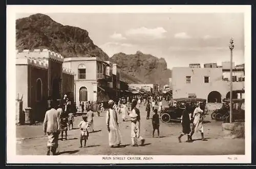 AK Aden, Main Street, Häuser und Berge