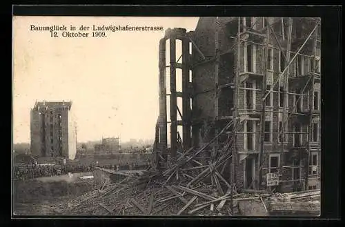 AK Göppingen, Bauunglück in der Ludwigshafenerstrasse am 12.10.1909