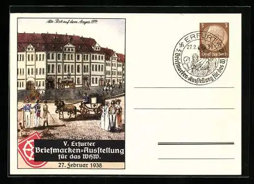 AK Erfurt, V. Briefmarken-Ausstellung 27.2.1938 für das WHW Winterhilfswerk, Alte Post, Ganzsache