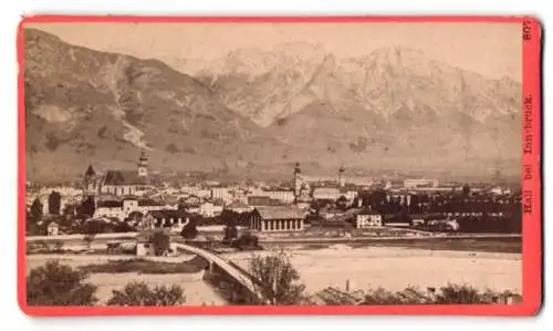 Fotografie Baldi & Würthle, Salzburg, Ansicht Hall bei Innsbruck, Blick nach der Stadt mit Alpenpanorama