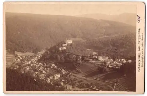 Fotografie C. Peter, Ilmenau, Ansicht Schwarzburg, Blick auf den Ort vom Trippstein aus
