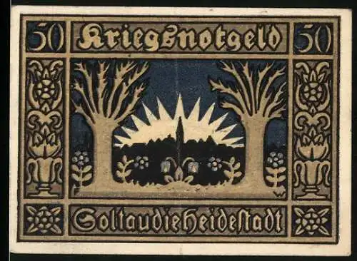 Notgeld Soltau 1921, 50 Pfennig, Löwe und Landschaft mit Bäumen und Sonne