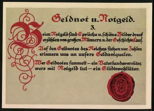 Notgeld Schlossvippach, 1921, 75 Pfennig, Gebäude und florale Muster