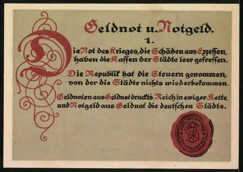 Notgeld Schlossvippach, 1921, 25 Pfennig, Gebäude und Getreideabbildungen, rote Schrift auf Rückseite