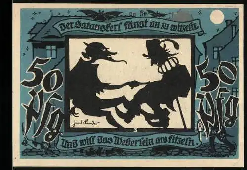 Notgeld Lichtenstein-Callnberg 1921, 50 Pfennig, Der Satanskerl fängt an zu witzeln